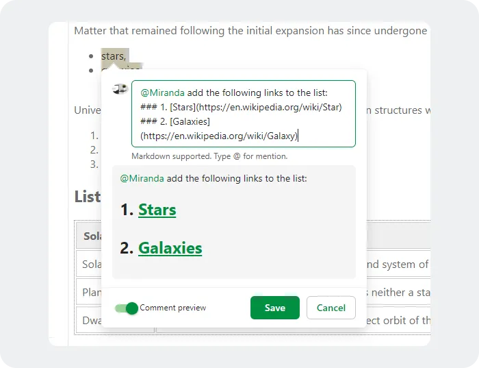 Watchers and Mentions