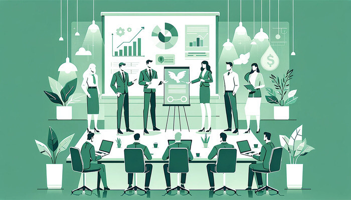 startup team presenting their platform to investors